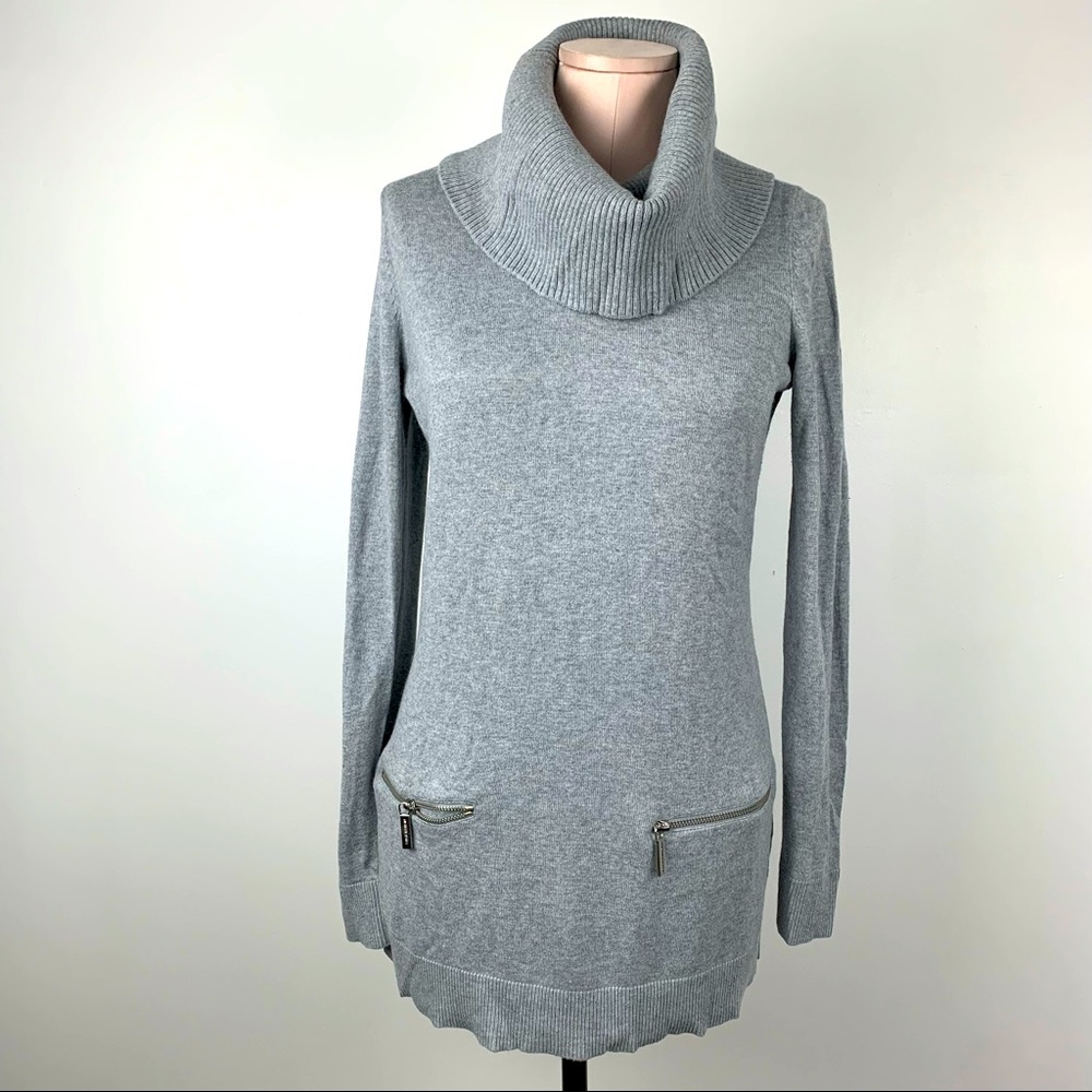 Cowl Neck Sweater with Zipper Accent